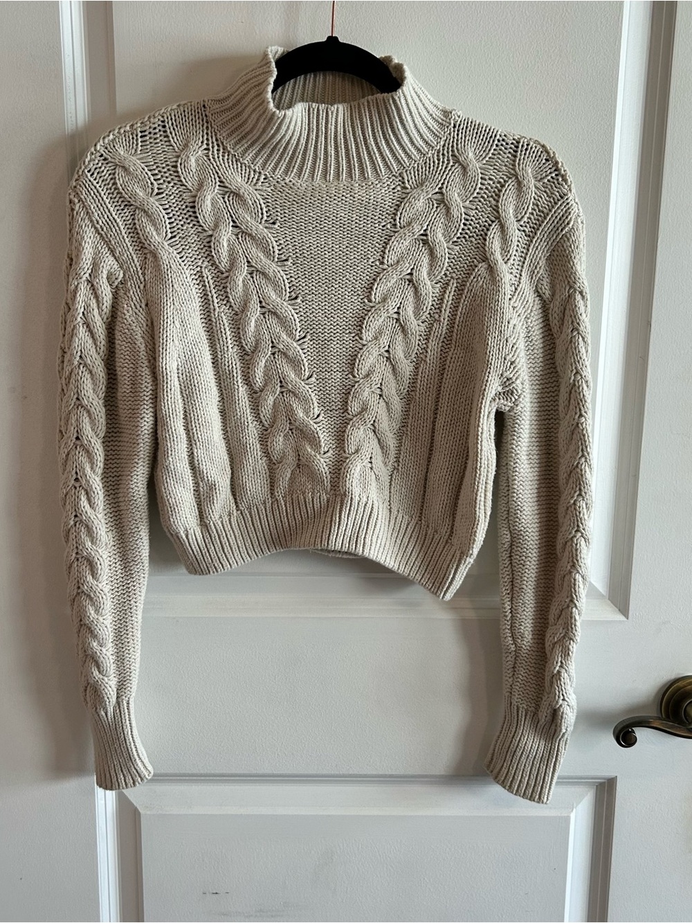 Aeropostale Cream Cable Knit Mock Neck Sweater